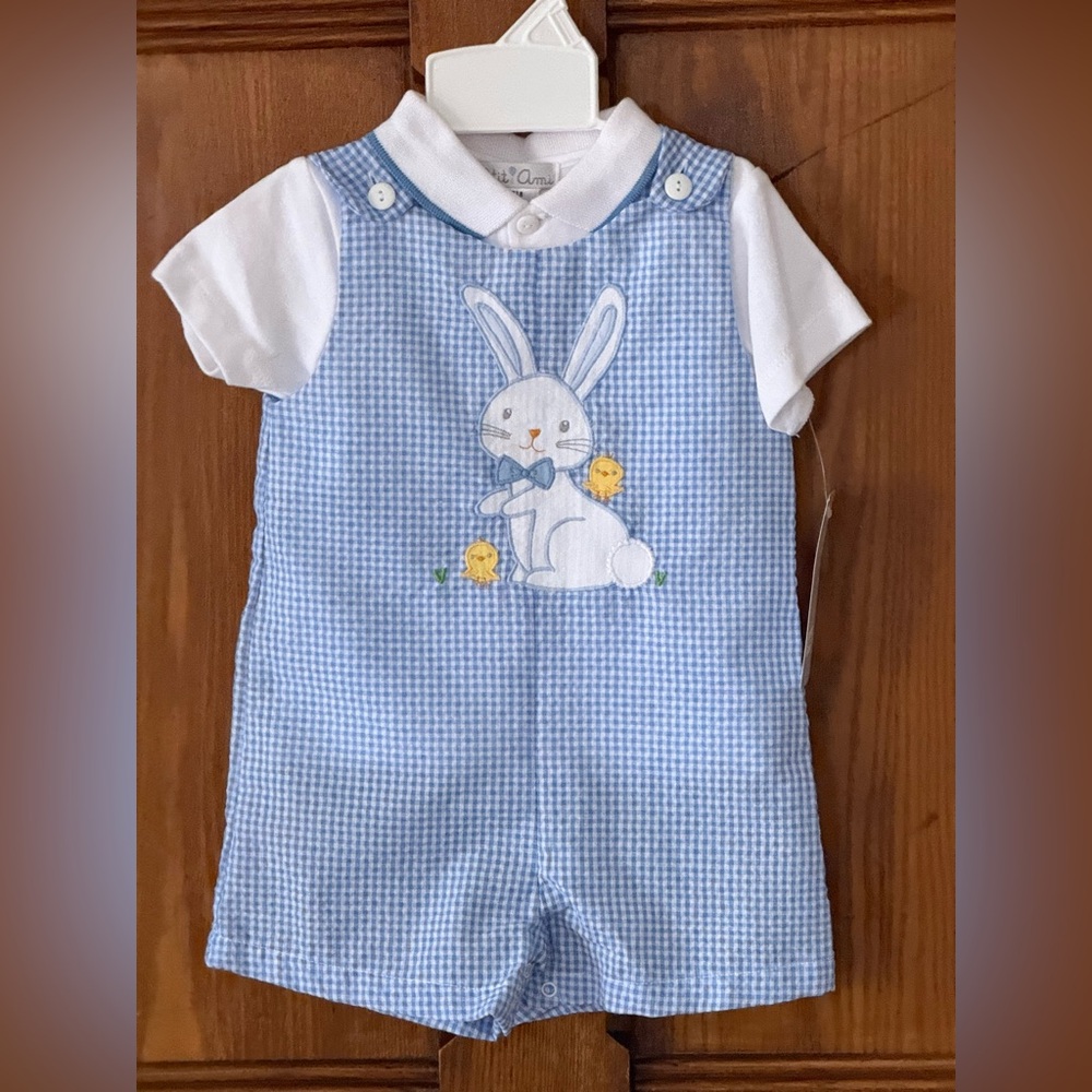 Petit Ami Boys Romper - Easter Bunny Appliqué